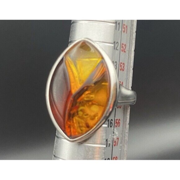 Multi-Color Baltic Amber Ring Size 7.25 925 Sterling Silver 5.4 G 23 h x 17.7 mm - Picture 13 of 16